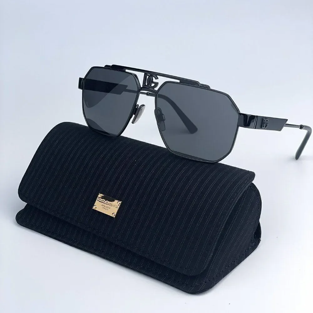SALE! NEW D&G DG2294 01/87 Black Grey Pilot Metal Unisex Sunglasses